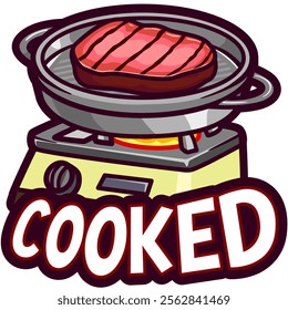 cooking beef cartoon emote illustration