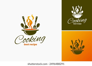 Cooking Best Recipe Logo Design Template: Epitomizes culinary expertise, ideal for recipe websites or cooking schools. Layered EPS Vector