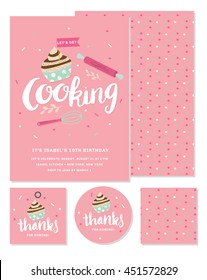 Cooking Birthday Invitation Bundle Featuring Sticker and Flavor Tag