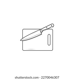 Cooking board with knife icon isolated vector graphics