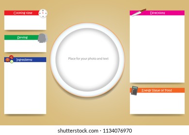 Cooking board vector with an empty plate in the middle ready for your text