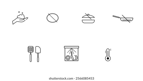 Cooking bold line icon set. The set is about restaurant, cook, recipe, kitchen, bakery, meal, vector, editable stroke, line, outline.