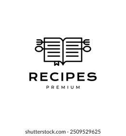 cooking book line minimalist logo design vector