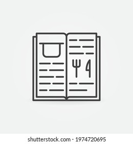 Cooking Book with Recipes linear vector concept icon or logo element