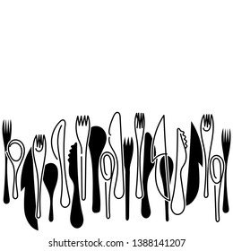 Cooking Border Kitchen Utensils One Line Stock Vector (Royalty Free ...