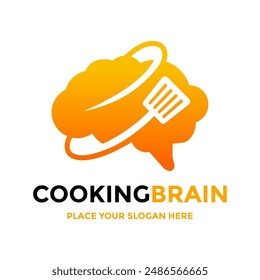 Cooking brain vector logo template. This design use spatula with brain symbol. Suitable for business.