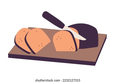 cooking, bread with knife icon isolated