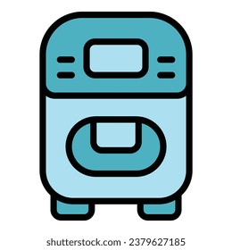 Cooking bread machine icon outline vector. Kitchen food. Button control color flat