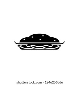 Cooking cake black icon, vector sign on isolated background. Cooking cake concept symbol, illustration 