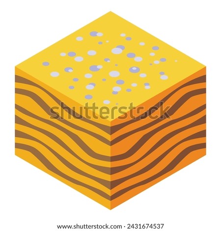 Cooking cake icon isometric vector. Napoleon dessert. Cream sweet piece