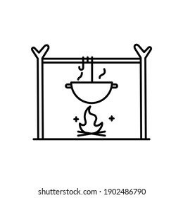 ilustración vectorial de iconos de cocina, acampada, aventura