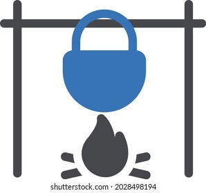 icono de color de glifo vectorial de camping de cocina