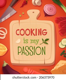 Cooking card \ poster design. Vector illustration