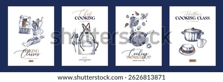 Cooking cards set vector illustration