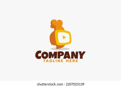cooking channel logo with a combination of television, chef's hat and play button as an icon.