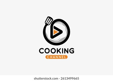 Cooking channel logo with fried egg symbol in play button