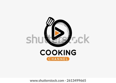 Cooking channel logo with fried egg symbol in play button