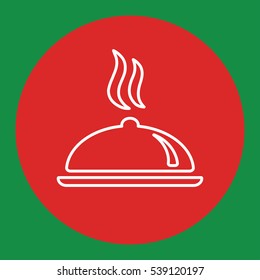 cooking chef dining dish line white icon in red circle