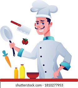 cooking chef flat vector illustration 