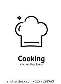 Cooking Chef Hat Sign Thin Line Icon Emblem Concept Element Uniform for Kitchen Restaurant. Vector illustration of Cap