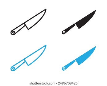 Icono de cuchillo de cocinero Signo de contorno de Vector en blanco y negro