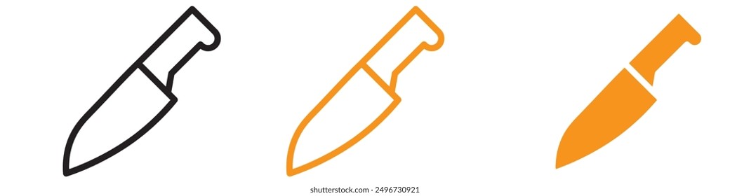 Cooking Chef Knife Icon Set Culinary Tool Illustrations for Kitchen and Food Projects