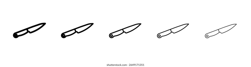 cooking chef knife icon thin outline logo mark set