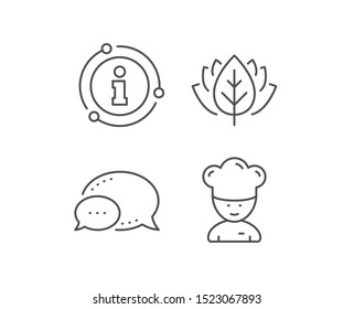 Cooking chef line icon. Chat bubble, info sign elements. Sous-chef sign. Food preparation symbol. Linear cooking chef outline icon. Information bubble. Vector