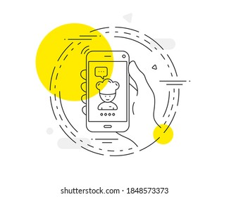 Icono de la línea del chef cocinero. Botón vector del teléfono móvil. Señal de Sous-Chef. Símbolo de preparación de alimentos. Icono de la línea del chef cocinero. Insignia conceptual abstracta. Vector