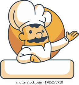 Cooking chef logo design with mustache, perfect for a restaurant logo.