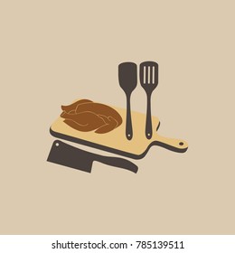 cooking chicken tool knife vector