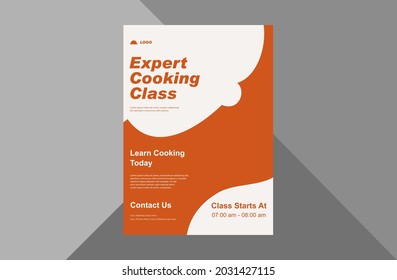 cooking class flyer design. online cooking class poster leaflet design. a4 template, brochure design, cover, flyer, poster, print-ready
