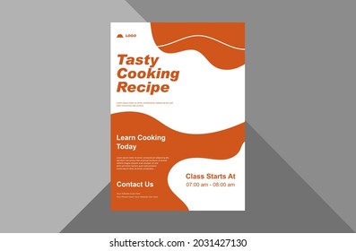 diseño de volante de clase de cocina. diseño de panfletos de clase de cocina en línea. plantilla a4, diseño de folletos, portada, volante, afiche, listo para imprimir
