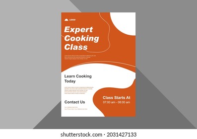 cooking class flyer design. online cooking class poster leaflet design. a4 template, brochure design, cover, flyer, poster, print-ready
