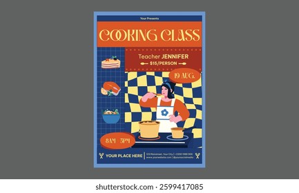 Cooking Class Flyer. vector illustration