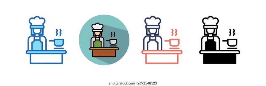 Cooking Class Icon multistyle Vector Illustration