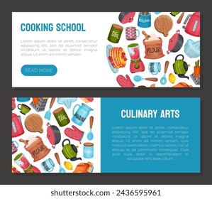 Cooking Class and Kitchen Utensil Banner Design Vector Template