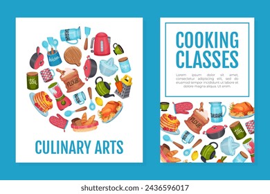 Cooking Class and Kitchen Utensil Banner Design Vector Template