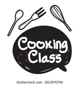 Cooking Class And Kitchen Utensil Set. Vector Hand Drawn Objects. Icons In Doodle Style