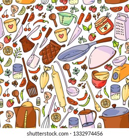 Cooking class. Kitchenware, utencils. Food and kitchen icons.