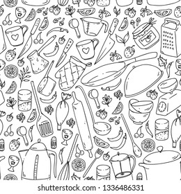 Cooking class. Kitchenware, utencils. Food and kitchen icons.