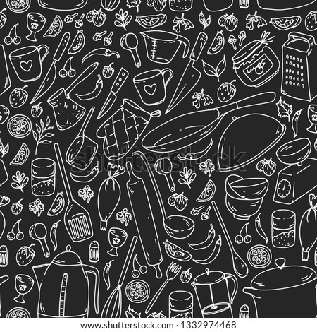 Cooking class. Kitchenware, utencils. Food and kitchen icons.