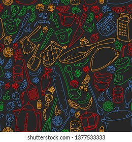 Cooking class. Menu. Kitchenware, utencils. Food and kitchen icons.