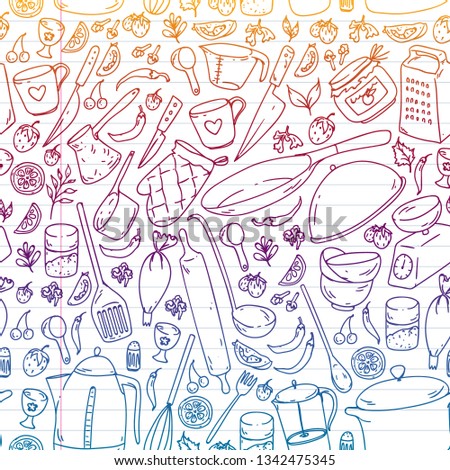 Cooking class, menu. Kitchenware, utencils Food and kitchen icons