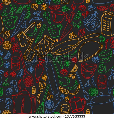 Cooking class. Menu. Kitchenware, utencils. Food and kitchen icons.