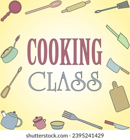 Cooking Class Sign Poster and Banner Vector