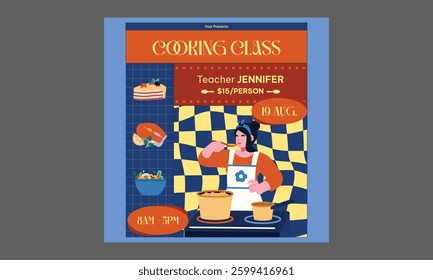 Cooking Class Socials Media. vector illustration