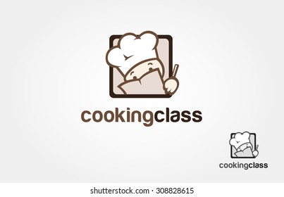 Cooking Class Vector Logo Design. It's A Simple Logo Character.