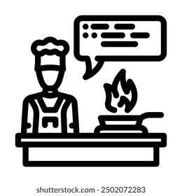 Kochkurse Restaurant Küchenchef Linie Symbol Vektor. Kochkurse Restaurant Koch Zeichen. isoliertes Kontursymbol, schwarze Illustration
