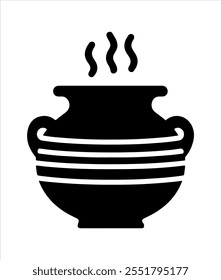 Cooking clay pot silhouette icon vector illustration design on white background.